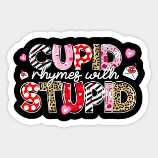 Cupid Rhymes With Stupid Groovy Happy Valentines Day Sticker